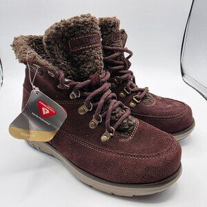 LL Bean Mountain Lodge Womens Size 6 Brown Boots Fleece Collar Primaloft